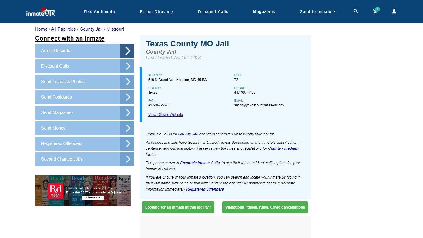 Texas County MO Jail - Inmate Locator - Houston, MO
