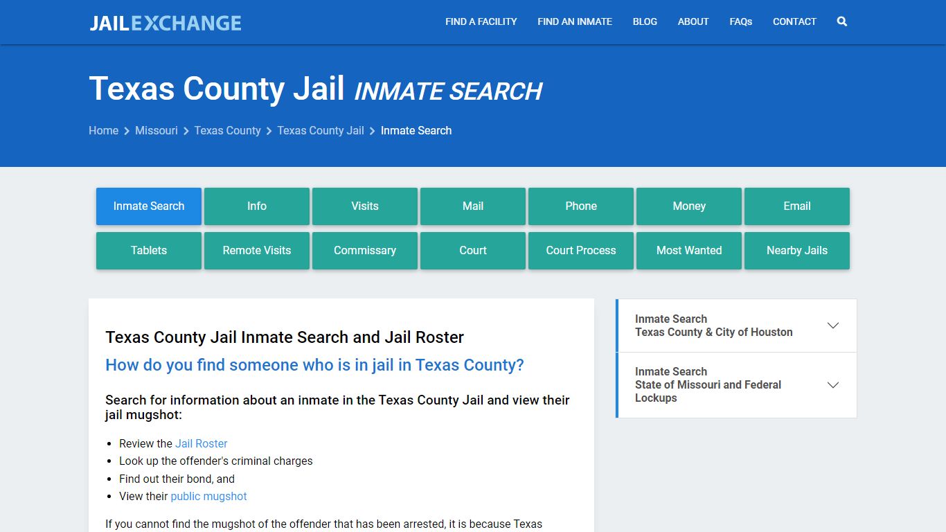 Inmate Search: Roster & Mugshots - Texas County Jail, MO