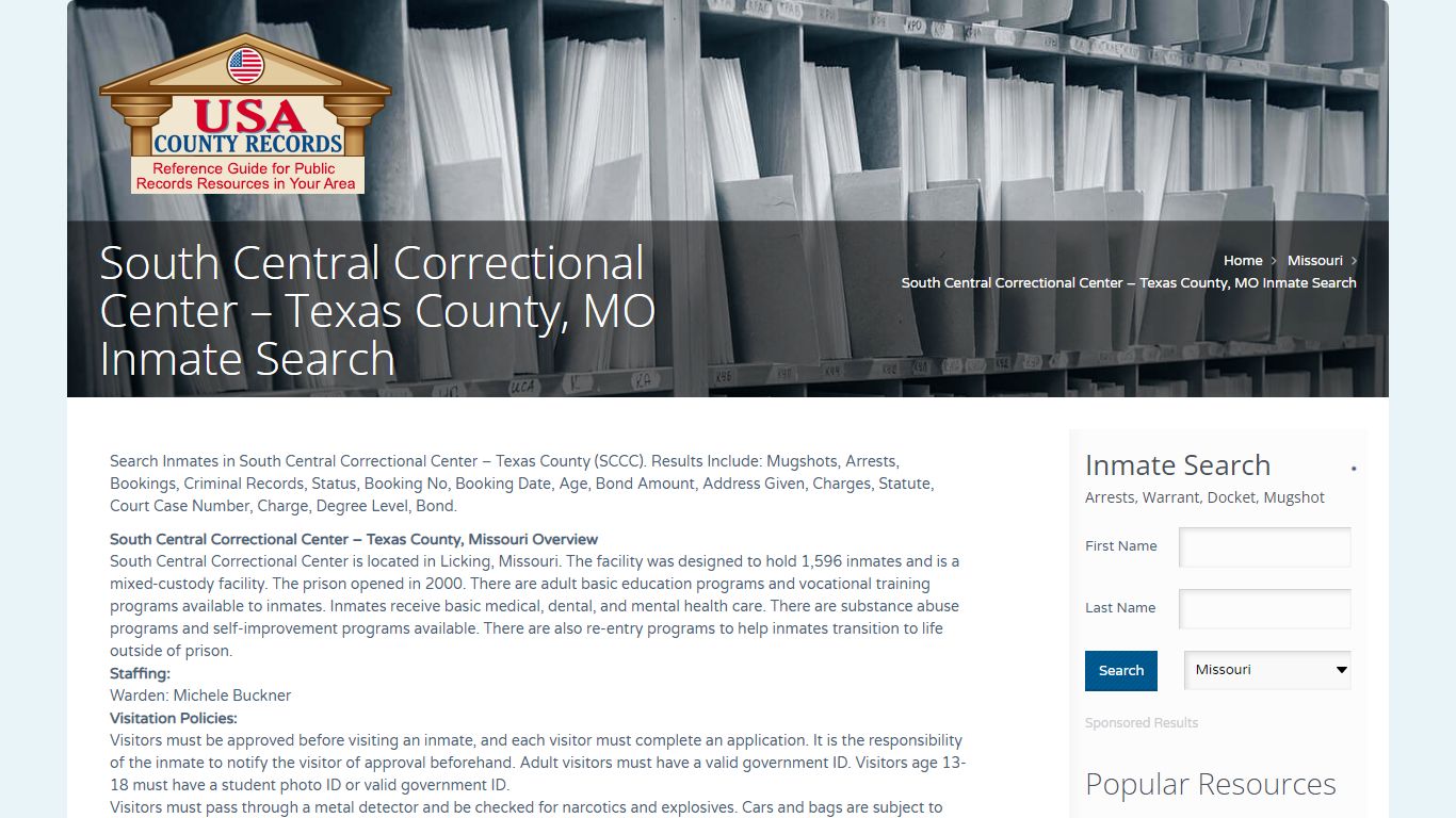 South Central Correctional Center – Texas County, MO Inmate Search