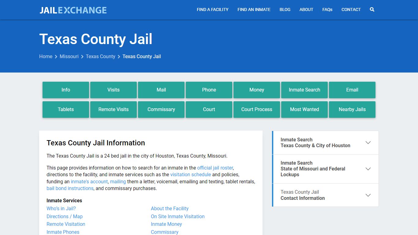 Texas County Jail, MO Inmate Search, Information